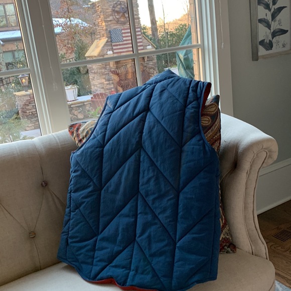 OnlyNY puffy vest: unisex Size Small; blue w/orange interior - Picture 8 of 8